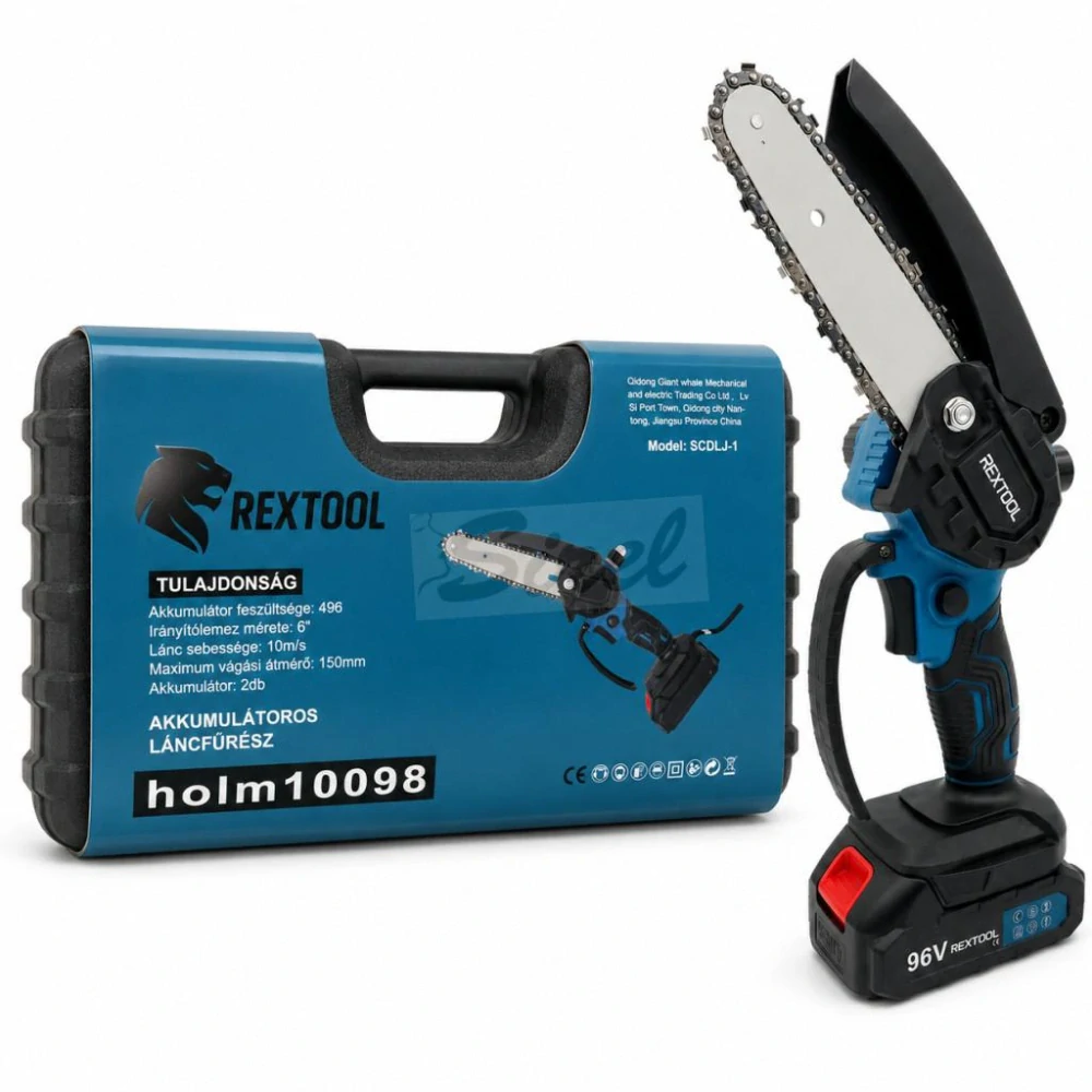 Akumulátorová píla Rextool s 2×96 V akumulátormi