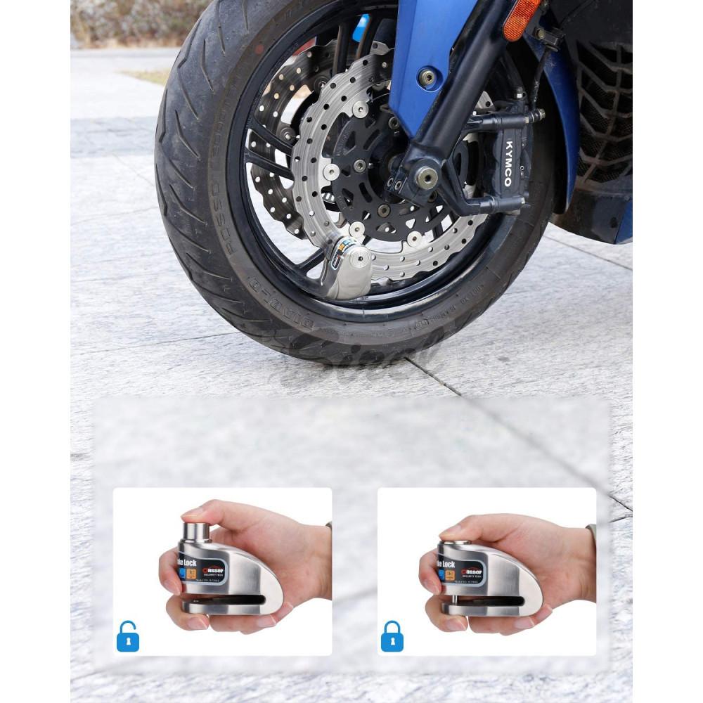 Oasser Zámok kotúčovej brzdy motocykla, bicykla, s alarmom 120 dB