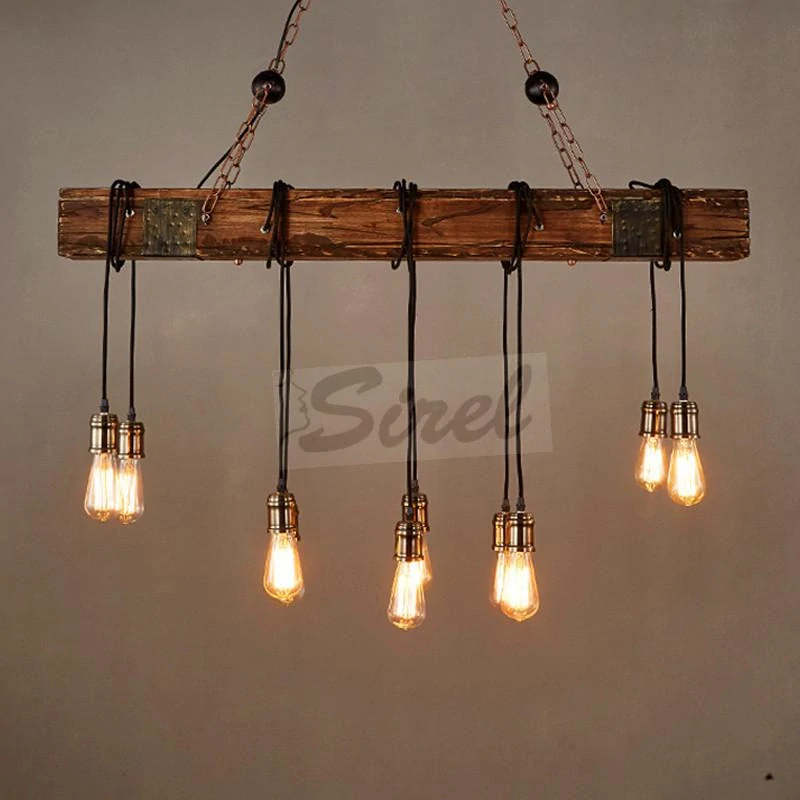 R8 Drevená LED lampa v štýle Vintage Loft