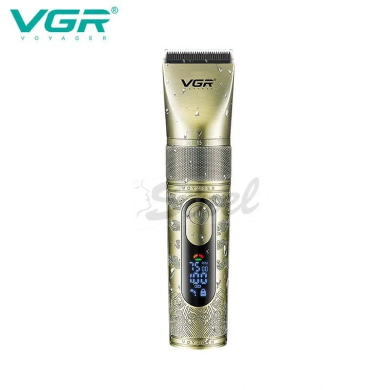 VGR V-659 Profesionálny strojček na vlasy – keramická a práškovo-metalurgická čepeľ, Zoom Wheel nastavenie, IPX7 vodotesný, 6500–7500 RPM, výdrž až 300 minút