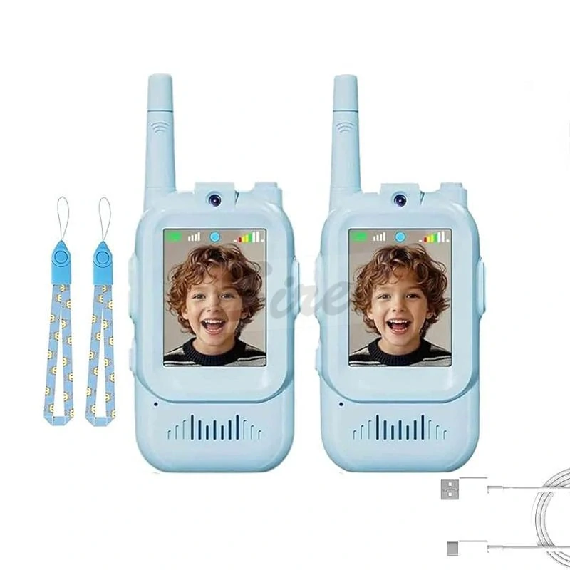 Video vysielačka pre deti (walkie-talkie) s HD kamerou a funkciou zmeny hlasu, modrá