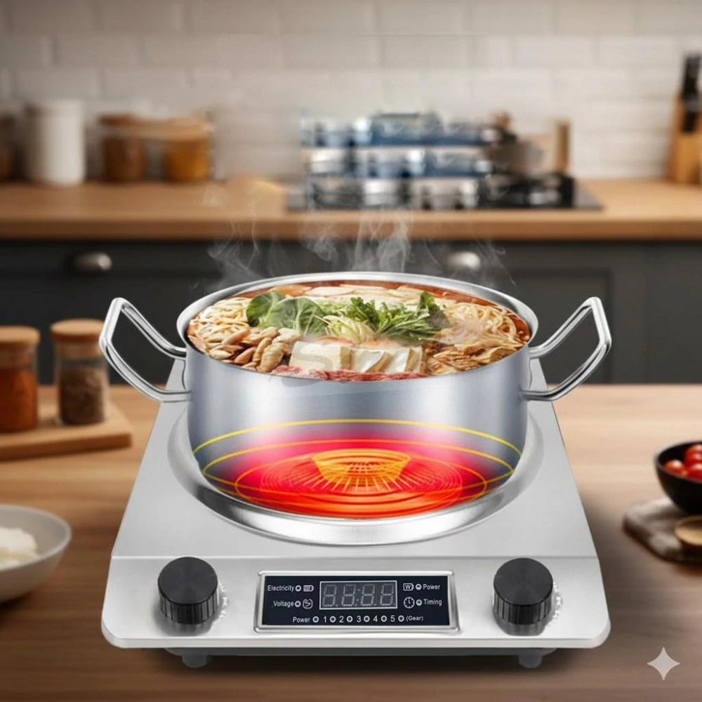 CityWok Prenosná Indukčná Varná Doska – 3000W, Dotykový Displej, Kompaktné Nerezové Prevedenie