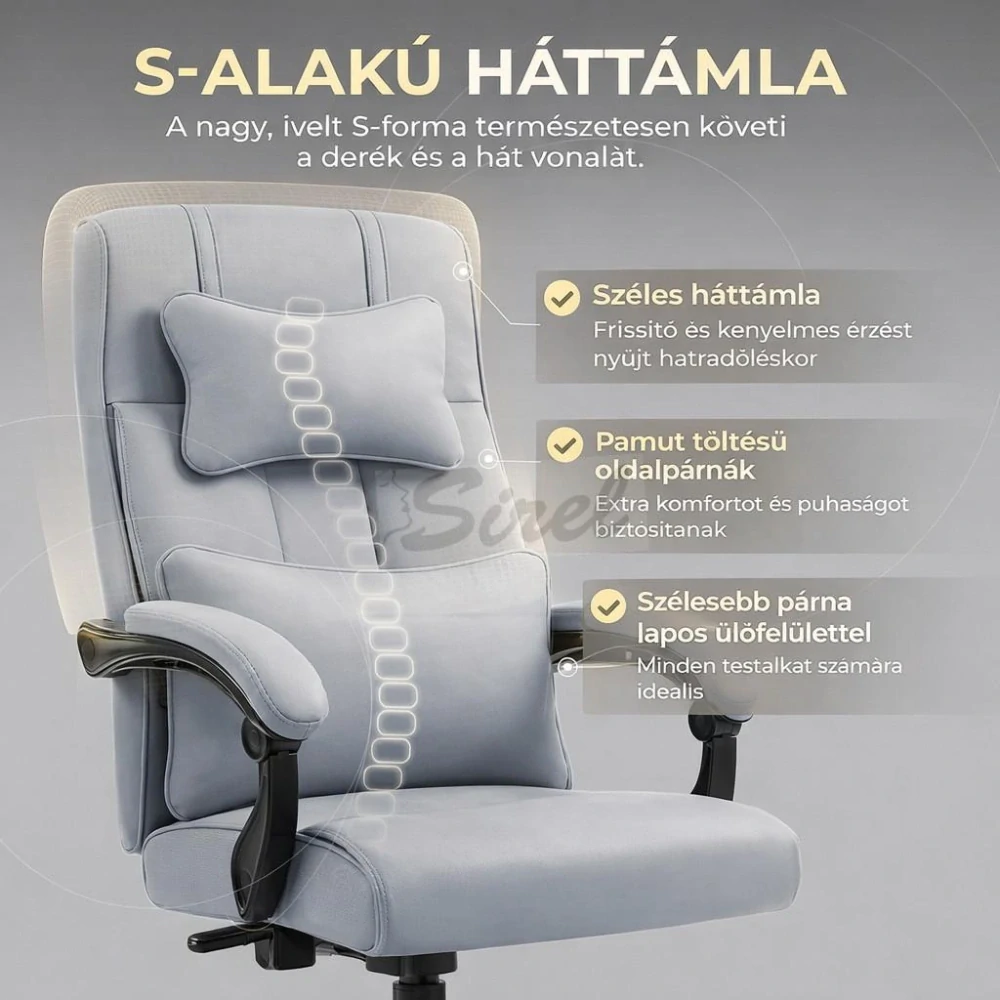 Dowinx manažérska stolička, sivá – s opierkou nôh a nastaviteľnou bedrovou a opierkou hlavy.