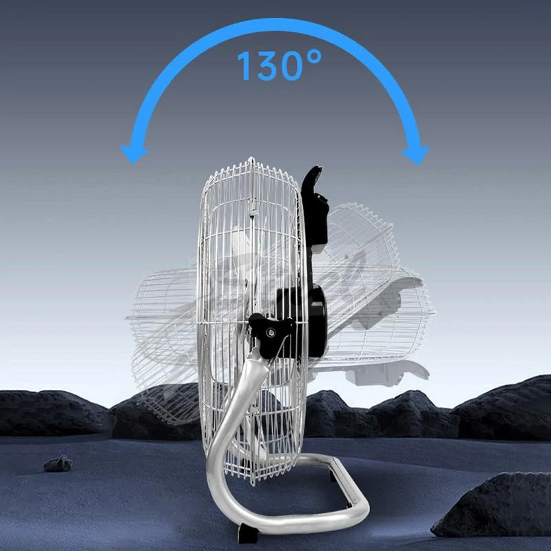 R8 8796 Výkonný priemyselný podlahový ventilátor s priemerom 20 palcov, s možnosťou naklonenia o 130°, s hliníkovými lopatkami