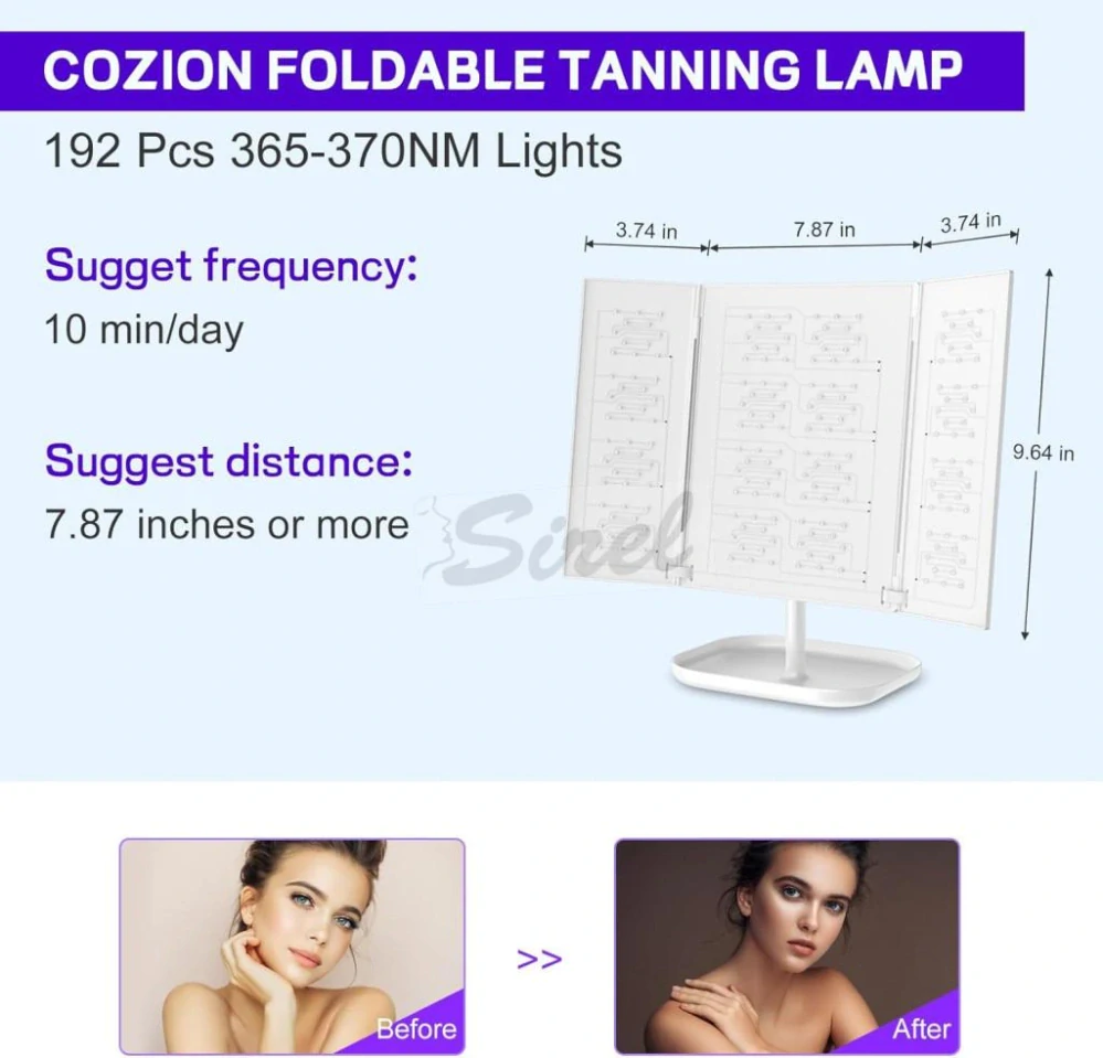 Cozion 24W prenosná opaľovacia lampa so 192 LED diódami - na domáce opaľovanie tváre a tela