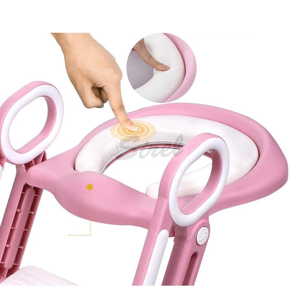 Bamny Detské sedadlo so schodíkmi na WC ružová