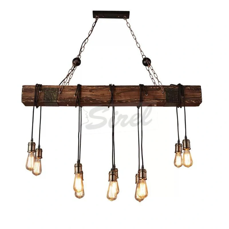 R8 Drevená LED lampa v štýle Vintage Loft