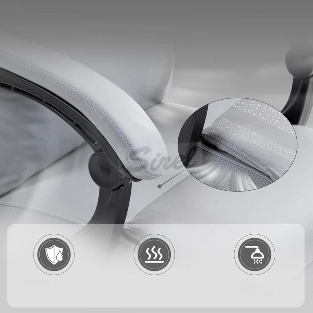 Dowinx manažérska stolička, sivá – s opierkou nôh a nastaviteľnou bedrovou a opierkou hlavy.