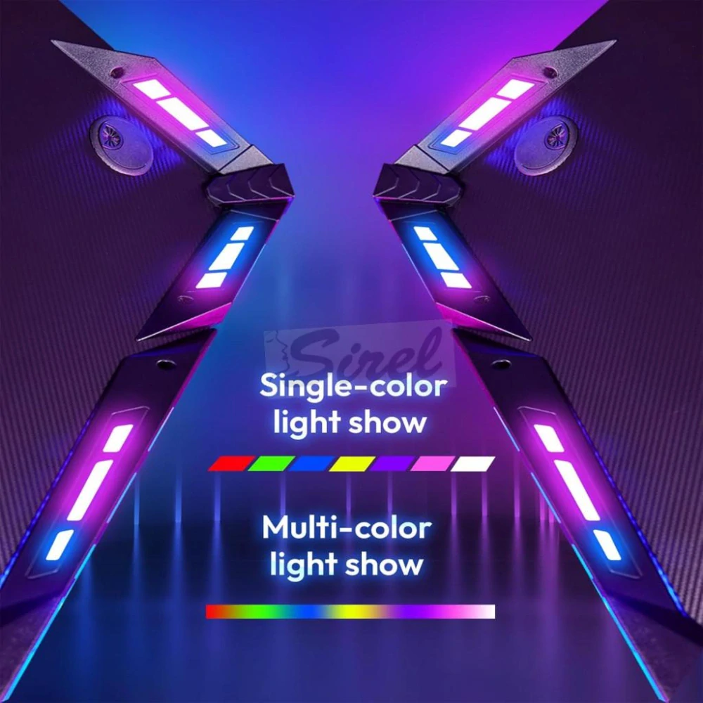 Dowinx RGB herný stôl 120×60 cm – čierny, s držiakom na pohár, držiakom na slúchadlá a diaľkovým ovládaním.