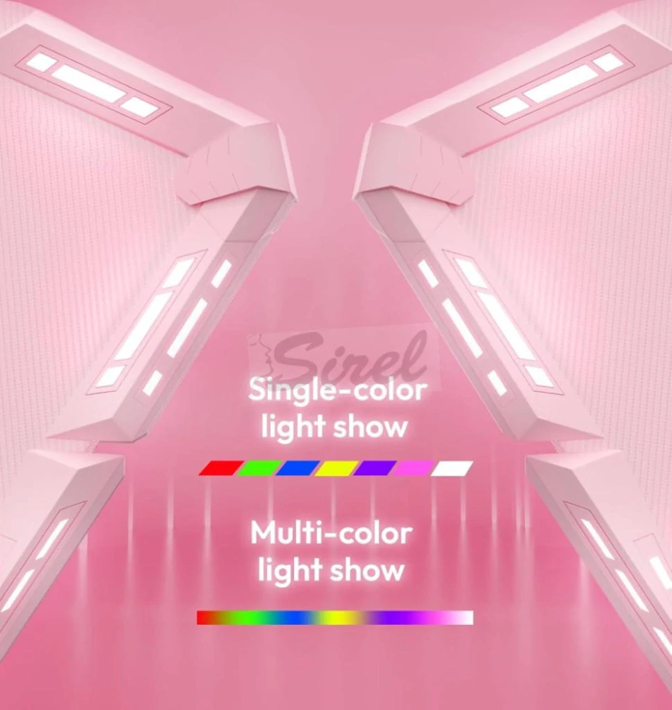 Dowinx RGB herný stôl 120×60 cm – ružový, s držiakom na pohár, držiakom na slúchadlá a diaľkovým ovládaním