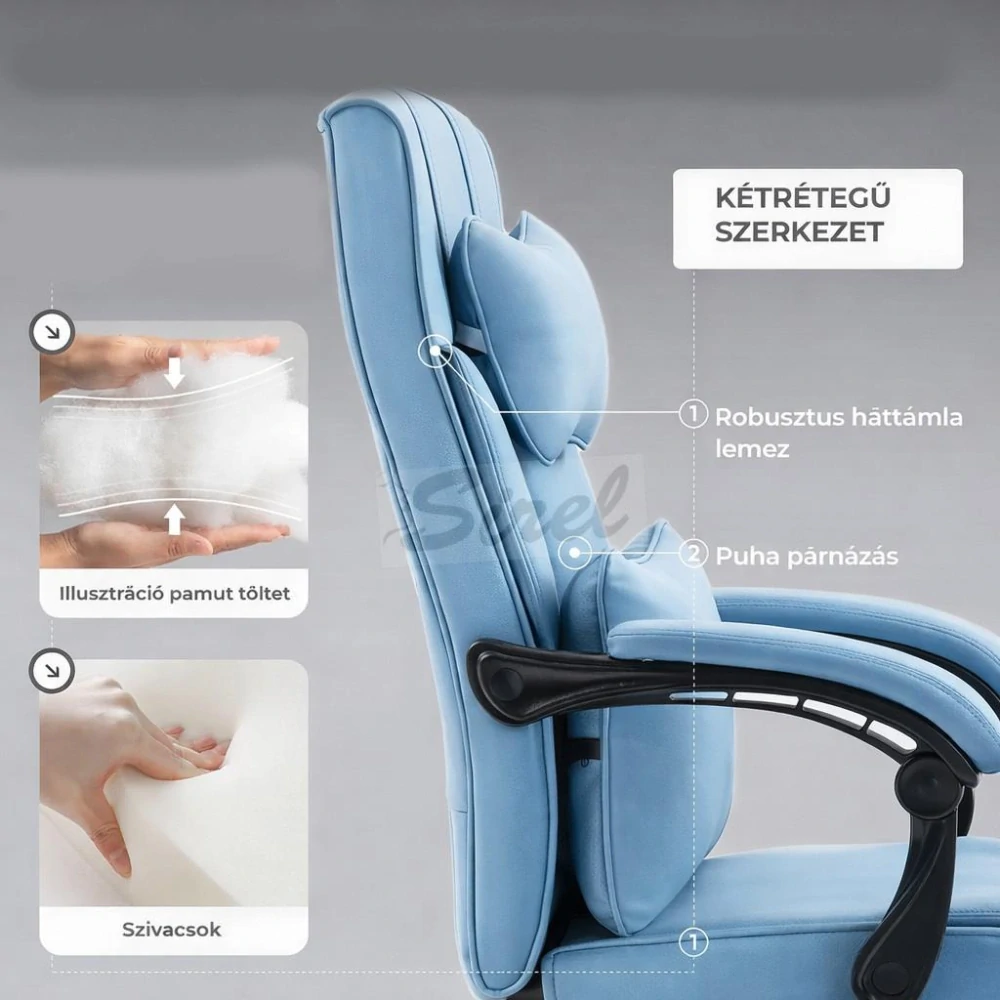 Dowinx manažérska stolička, čierna – s opierkou nôh a nastaviteľnou bedrovou a opierkou hlavy