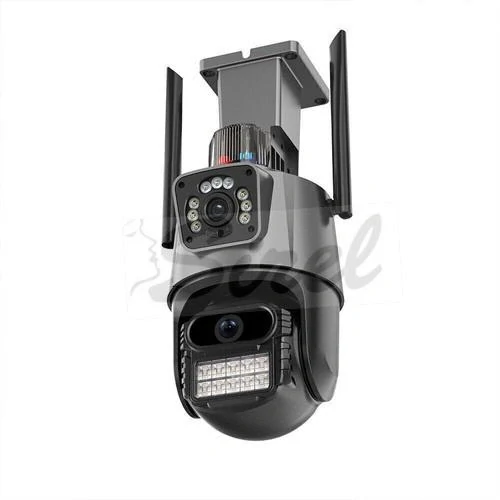 Titan 360° 8MP 4K WiFi vonkajšia PTZ bezpečnostná kamera – iCSee, nočné videnie, sledovanie pohybu, IP66, sivá-čierna