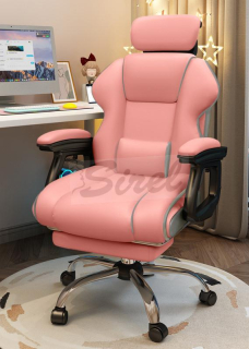 R8 Gamer 8094 Elegance herné kreslo s opierkou na nohy, Ružová