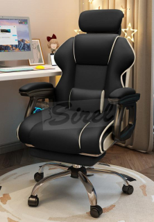 R8 Gamer 8094 Elegance herné kreslo s opierkou na nohy, Čierna