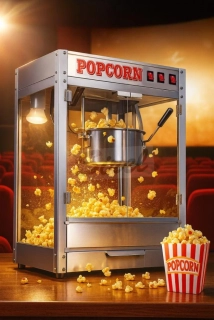 Elektrický stroj na popcorn – 1600 W – nerezové prevedenie