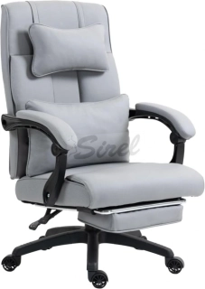 Dowinx manažérska stolička, sivá – s opierkou nôh a nastaviteľnou bedrovou a opierkou hlavy.